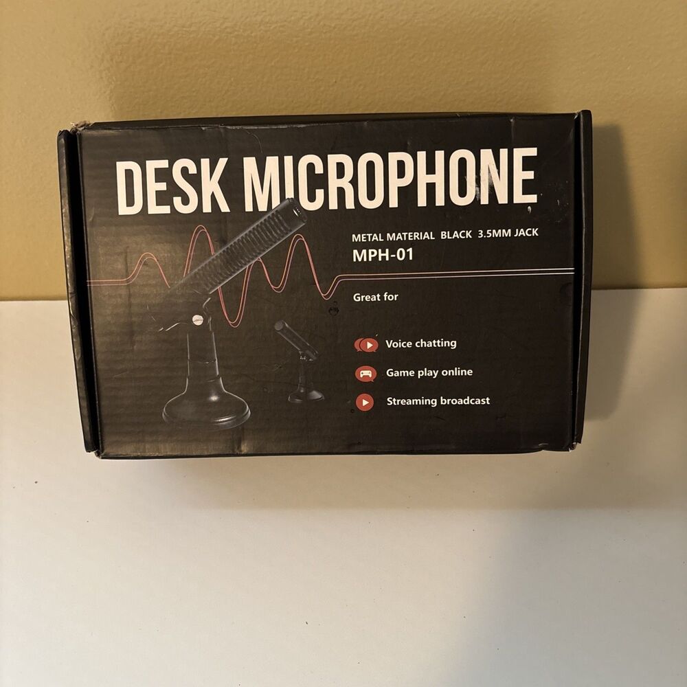 Desk Microphone Metal Material Black 3.5mm Jack MPH-01-Chatting-Gaming-NIB